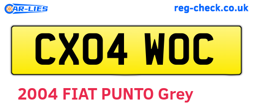 CX04WOC are the vehicle registration plates.