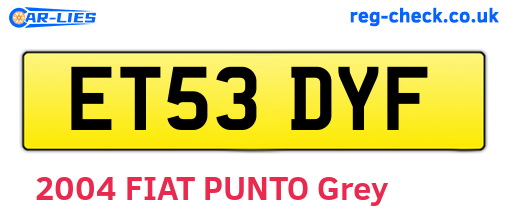 ET53DYF are the vehicle registration plates.