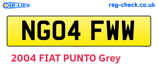 NG04FWW are the vehicle registration plates.