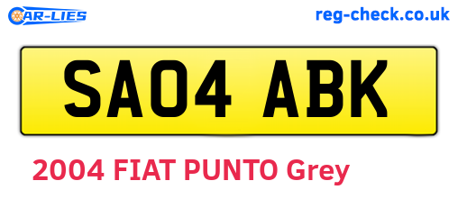 SA04ABK are the vehicle registration plates.