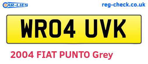WR04UVK are the vehicle registration plates.