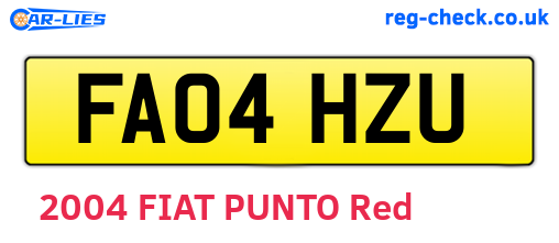 FA04HZU are the vehicle registration plates.