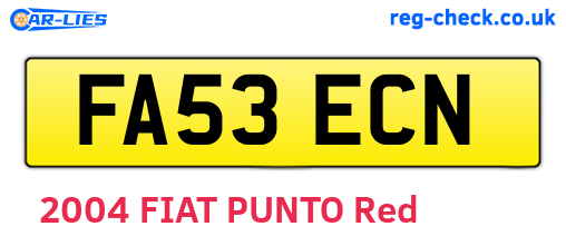 FA53ECN are the vehicle registration plates.