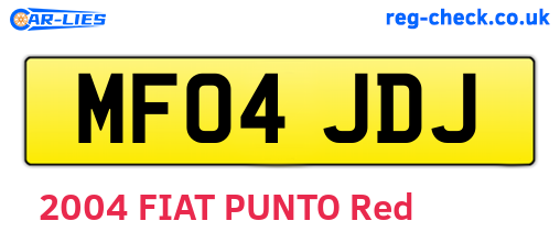 MF04JDJ are the vehicle registration plates.