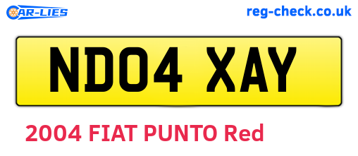 ND04XAY are the vehicle registration plates.