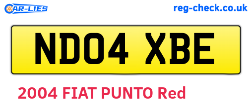 ND04XBE are the vehicle registration plates.