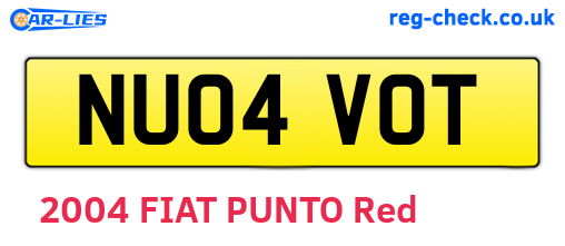 NU04VOT are the vehicle registration plates.