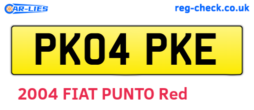 PK04PKE are the vehicle registration plates.