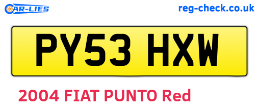 PY53HXW are the vehicle registration plates.