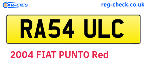 RA54ULC are the vehicle registration plates.