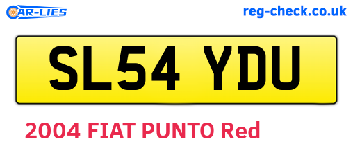 SL54YDU are the vehicle registration plates.
