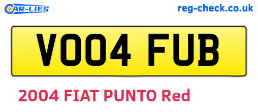 VO04FUB are the vehicle registration plates.
