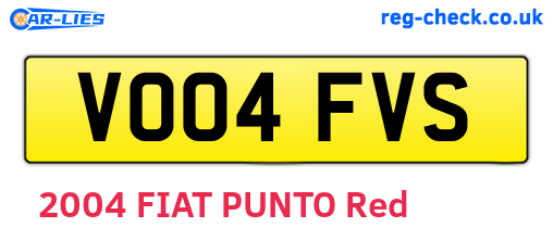VO04FVS are the vehicle registration plates.