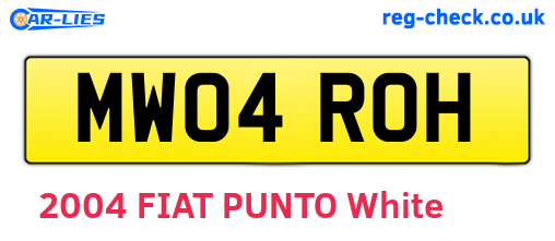 MW04ROH are the vehicle registration plates.
