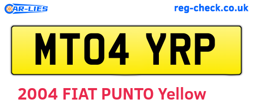 MT04YRP are the vehicle registration plates.