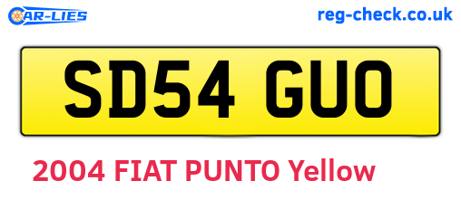 SD54GUO are the vehicle registration plates.