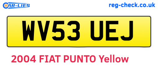 WV53UEJ are the vehicle registration plates.