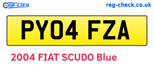 PY04FZA are the vehicle registration plates.