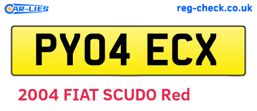 PY04ECX are the vehicle registration plates.