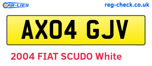 AX04GJV are the vehicle registration plates.