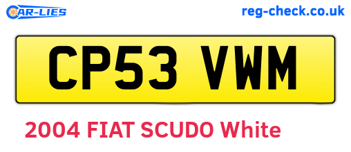 CP53VWM are the vehicle registration plates.