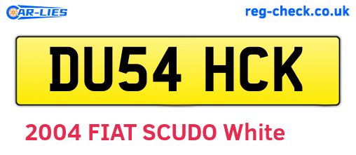 DU54HCK are the vehicle registration plates.