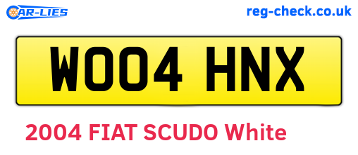 WO04HNX are the vehicle registration plates.