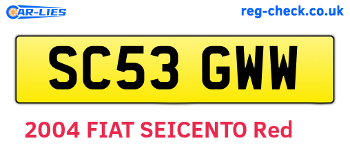 SC53GWW are the vehicle registration plates.