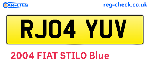 RJ04YUV are the vehicle registration plates.