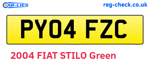 PY04FZC are the vehicle registration plates.