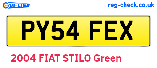 PY54FEX are the vehicle registration plates.