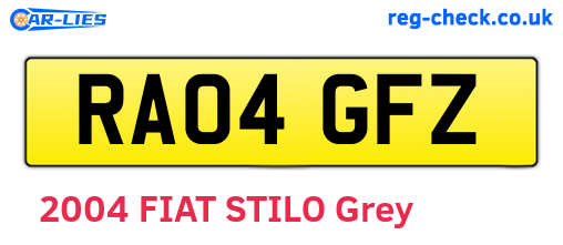 RA04GFZ are the vehicle registration plates.