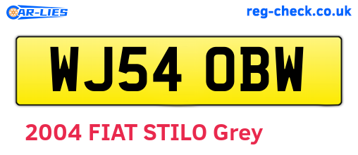 WJ54OBW are the vehicle registration plates.