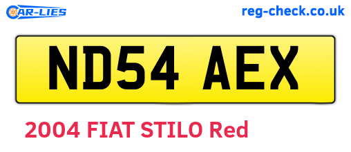 ND54AEX are the vehicle registration plates.
