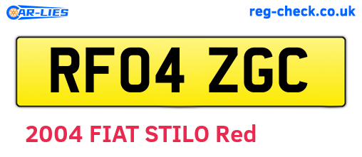 RF04ZGC are the vehicle registration plates.