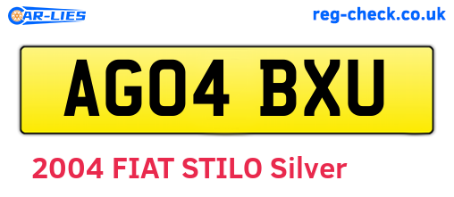 AG04BXU are the vehicle registration plates.