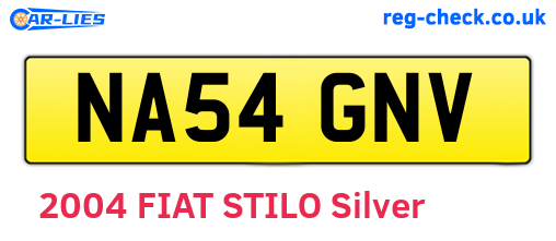 NA54GNV are the vehicle registration plates.