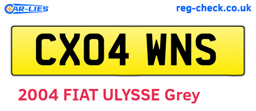 CX04WNS are the vehicle registration plates.