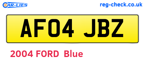 AF04JBZ are the vehicle registration plates.