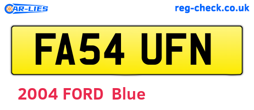 FA54UFN are the vehicle registration plates.