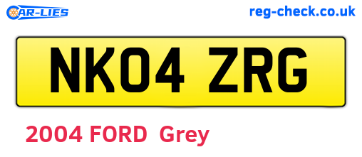 NK04ZRG are the vehicle registration plates.