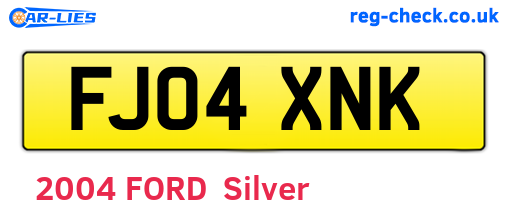 FJ04XNK are the vehicle registration plates.