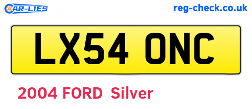 LX54ONC are the vehicle registration plates.