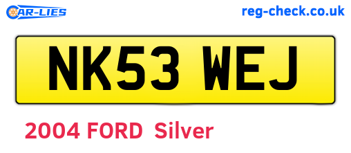 NK53WEJ are the vehicle registration plates.
