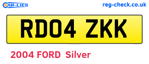 RD04ZKK are the vehicle registration plates.