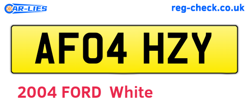 AF04HZY are the vehicle registration plates.