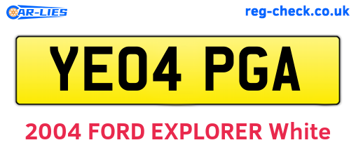 YE04PGA are the vehicle registration plates.