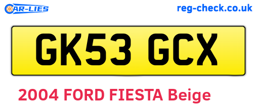 GK53GCX are the vehicle registration plates.