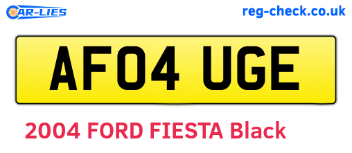 AF04UGE are the vehicle registration plates.