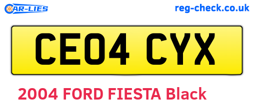 CE04CYX are the vehicle registration plates.